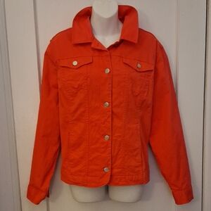 Croft & Barrow Orange -Pink Coral Cotton Stretch Jean Jacket XXL